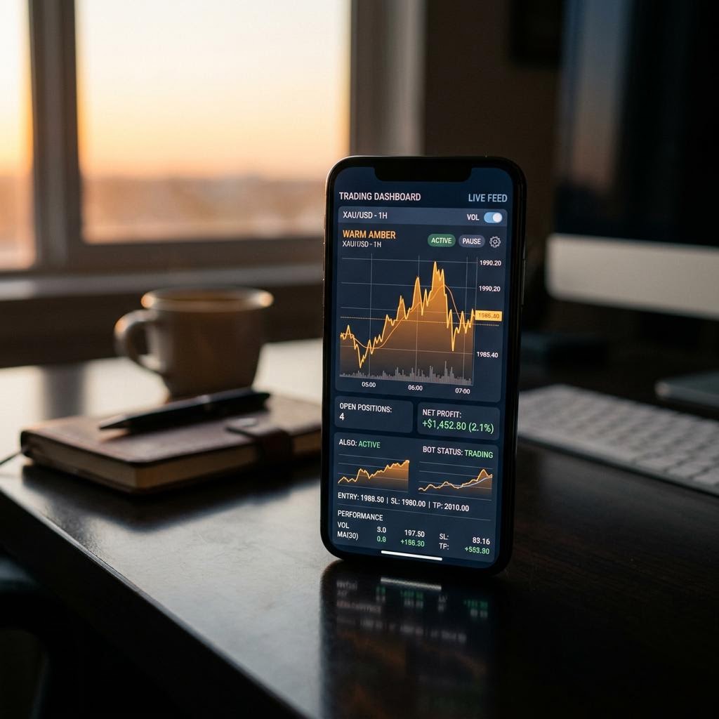 Muralha Investario mobile interface showing algorithmic trading dashboard
